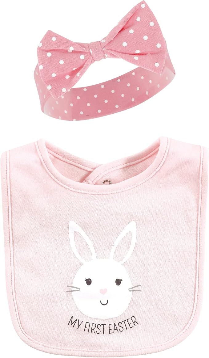 Hudson Baby Unisex Baby Cotton Bib and Headband Set