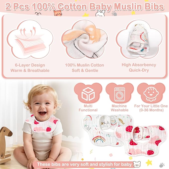 Sublaga 14 Pcs Baby Towels, Soft Baby Towel and Washcloths Set, 4 Pcs 32x32 in Hooded Bath Towel, 8 Pcs Baby Washcloths and 2 Pcs Cotton Baby Bibs for Newborns, Toddlers, and Kids for Boys and Girls