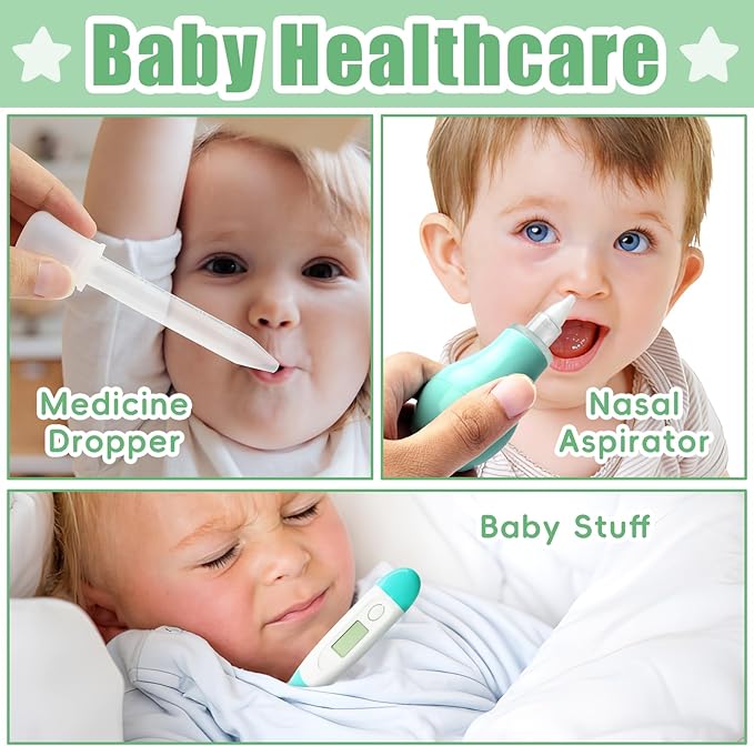 Qunlions life Baby Grooming Kit for Boys Girls Safety Newborn Nursery Essentials Grooming Set Gift for First-time Parents, Green 18 in 1