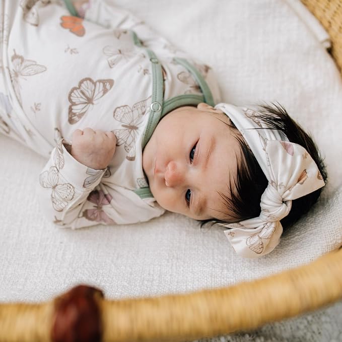 Copper Pearl Baby Stretchy Soft Knit Headband Bow Luna