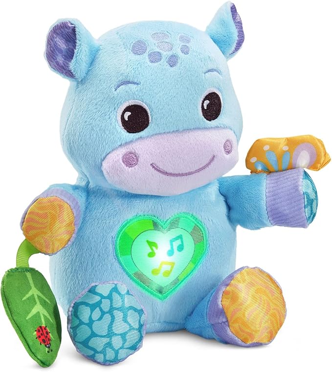 VTech Baby Hug-a-Hippo Musical Plush Toy with Lights and Textures, Blue