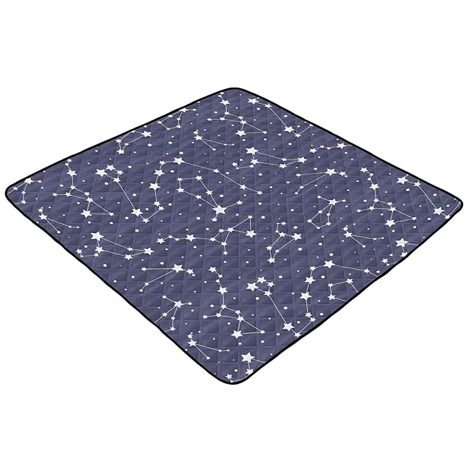 Baby Play Mat Blue Star Universe Galaxy 50 x 50 Playpen Mat Baby Play Mats for Floor Play Gym Crawling Mat Non-Slip Cushioned Baby Playmat for Infants, Babies, Toddlers