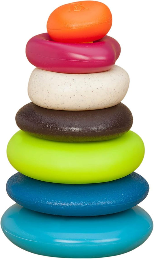 B. toys – Stacking Rings – Textured Ring Stacker for Babies – Early Development Toys – 100% Non – Toxic – Fun & Educational – Great for Dexterity & Cognitive Skills