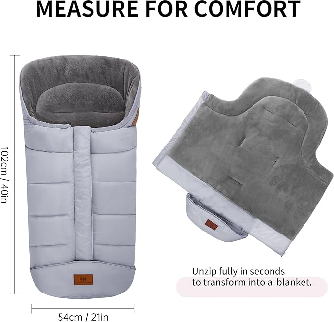 Miracle Baby Bunting Bag for Stroller, Warm Fleece Footmuff with Zippers, Convertible Infant Toddler Sleeping Bag Blanket for Boys Girls