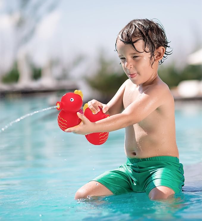 DolliBu Seahorse Bath Buddy Squirter – Floating Red Seahorse Rubber Bath Toy, Fun Water Squirting Bathtime Play for Toddlers, Cute Sea Life Animal Toy for The Bathtub, Beach, & Pool for Girls & Boys