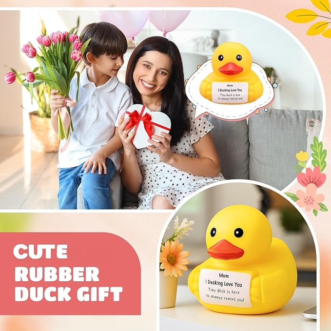 Civaner 7 Inch Emotional Giant Rubber Duck Big Jumbo Positive Yellow Duck Inspirational Gift Large Duckling Toy with Squeaky Sound for Men Coworker Colleges Graduation(Moms Gifts)