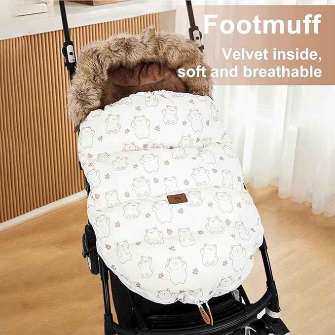 HOUSBAY Baby Stroller Bunting Bags Stroller Footmuff Universal Sleeping Bag Winter Outdoor Hooded Bunting Bag Windproof and Water-Resistant Suitable Below 5 ℃