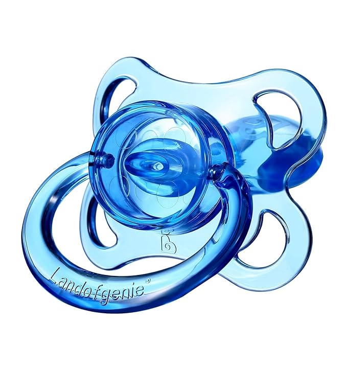 Landofgenie Large Shield Adult Size Pacifiers Set Moon Shape Transparent Design Pacifier Blue
