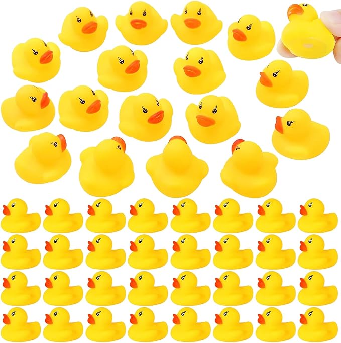 GADIEDIE Rubber Duck 50 Pack Mini Rubber Ducky Float Ducks Baby Bath Toy, Great for Jeep Ducking, Shower, Birthday Party, Carnival Game Gift(1.6"x 1.5" x 1.2")
