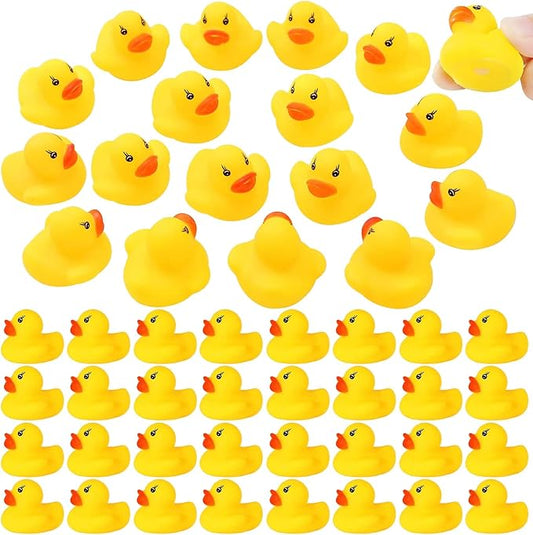 GADIEDIE Rubber Duck 50 Pack Mini Rubber Ducky Float Ducks Baby Bath Toy, Great for Jeep Ducking, Shower, Birthday Party, Carnival Game Gift(1.6"x 1.5" x 1.2")