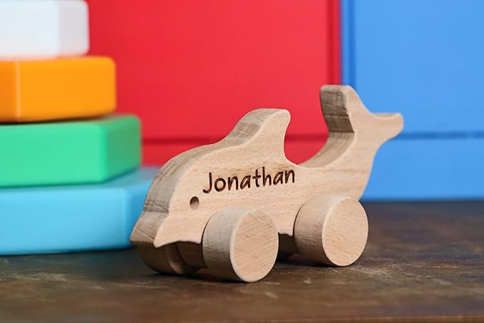 Wooden Rabbit Push Toy, Waldorf and Montessori Animal Toy, Personalized Toy Gift, Gift for Baby Shower, Wooden Toy, Personalized