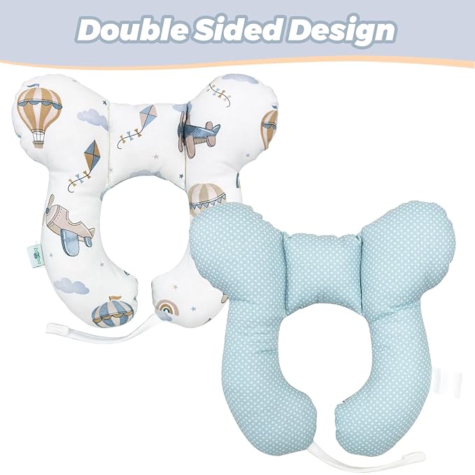 Baby Travel Pillow, U-Shape Pillow for Car Seat and Stroller Use, Lightweight Baby Travel Accessory (Sky Explorer)
