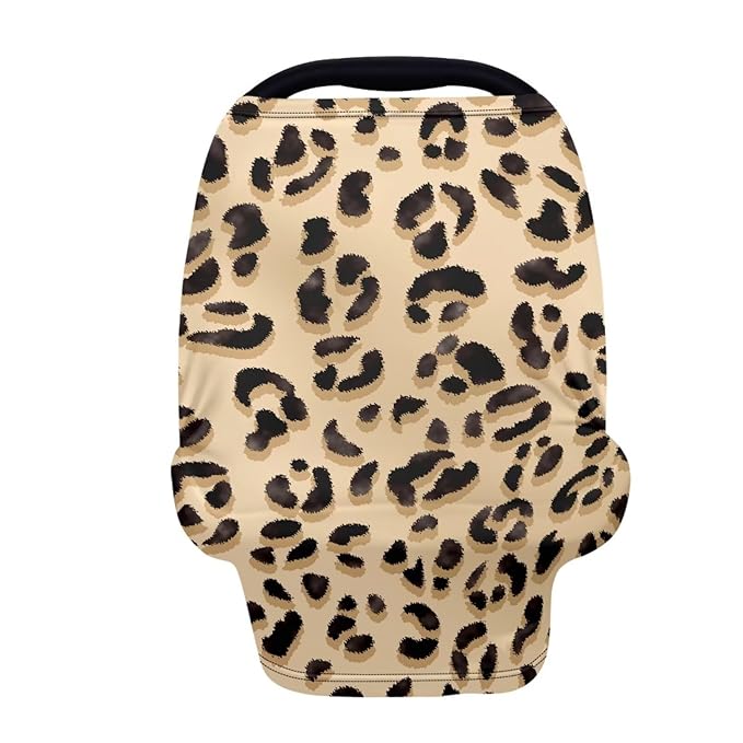 Forchrinse Cheetah Nursing Cover for Babies Breastfeeding Scarf Soft Car Seat Cover Infant Carseat Canopy Multi-Use Cover for Mom