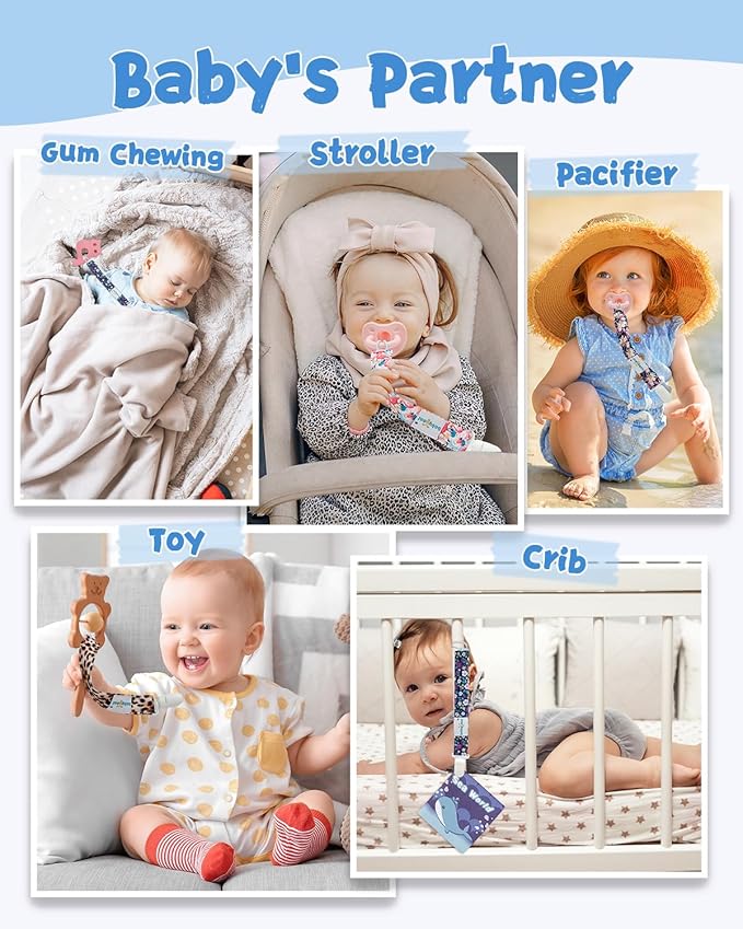 babygoal Flower Pacifier Clips, 8 Pack Binky Paci Holder Clips Fits for Most Baby Pacifiers and Binkies