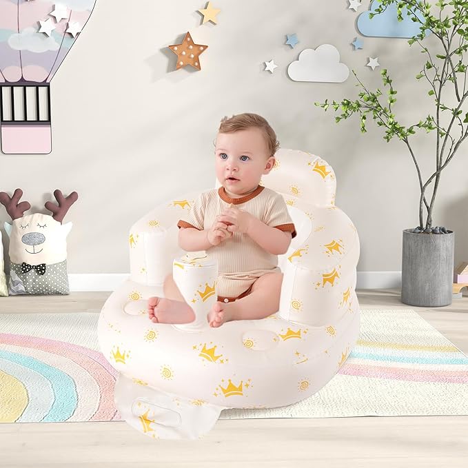TDTOK Inflatable Baby Seat for Baby 3 Months Up, Portable Sit Me Up Floor Seat with Built in Air Pump Chair with Back Support