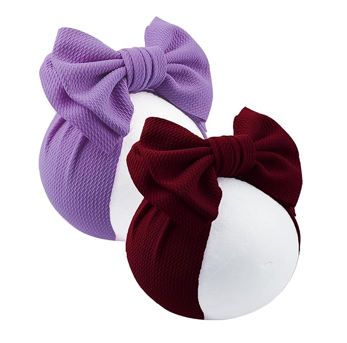 Bows for Baby Girls Headband, Newborn Bows Headbands Baby Hair Bows Hairbands Hair Accessories.(FD104) (Burgundy Lavender)