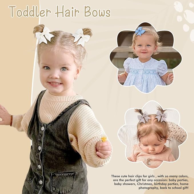 OAOLEER 24pcs 2inch Baby Hair Clips, Fully Lined Bows for Baby Girls, Toddlers & Infants, 12 Colors in Pairs, Unisex, Modern, Contemporary Style