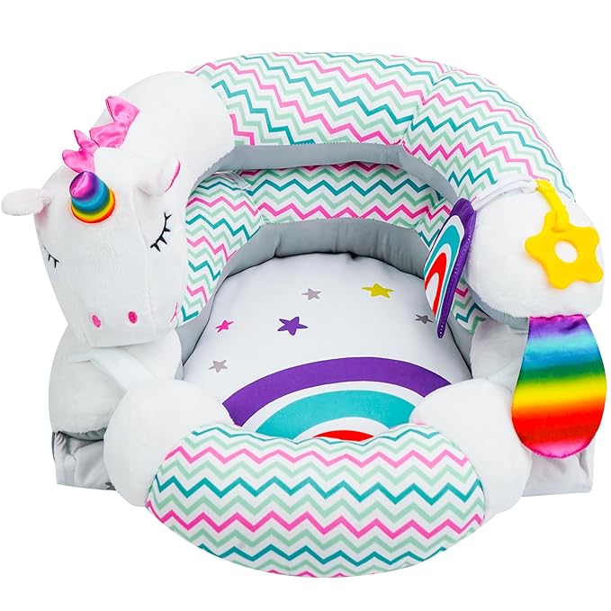 Lovvie & Joy 2-in-1 Tummy Time Mat & Seated Support Pillow,Baby Tummy Time Pillow Support for Newborns and Older Babies,with Detachable Support Pillow and Toys