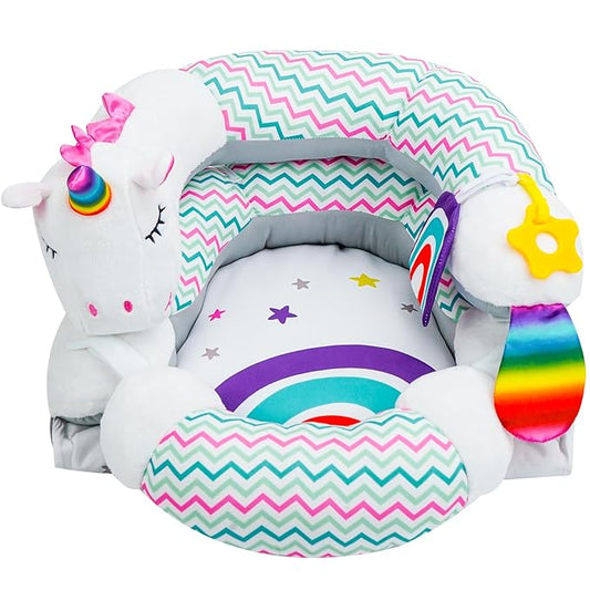 Lovvie & Joy 2-in-1 Tummy Time Mat & Seated Support Pillow,Baby Tummy Time Pillow Support for Newborns and Older Babies,with Detachable Support Pillow and Toys