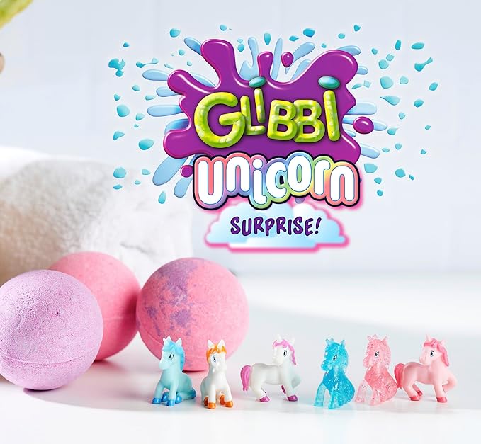 Simba Glibbi Unicorn Surprise Bath Bomb in 1 of 3 Colours (Pink, Purple, Mix) with Surprise, 1 of 6 Figures, 100 g, Bath Fun from 3 Years, 105953716