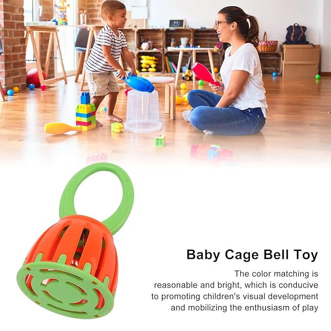 Healthy Oval Handle Baby Cage Bell Shaker Toy, Convenient and Detachable, Portable Safe for Early Training