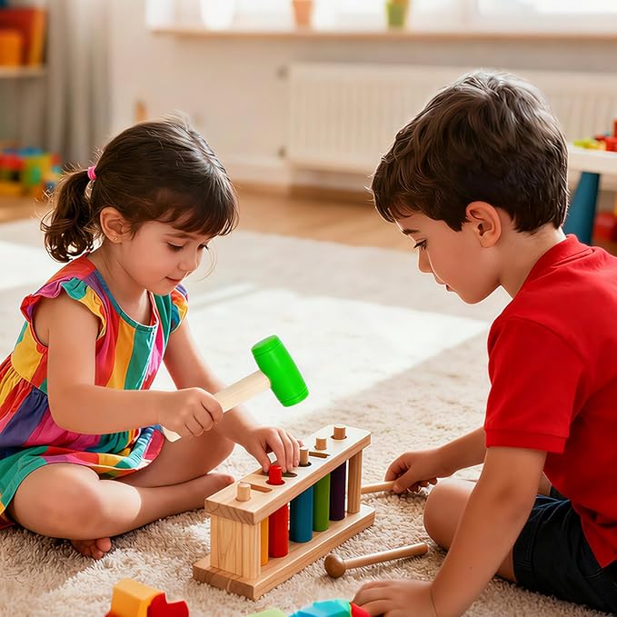 3 PCS Toy Hammers, Wooden Hammer Toys Mallets, Simulation Fake Plastic Maintenance Tools for Birthday Party Supplies