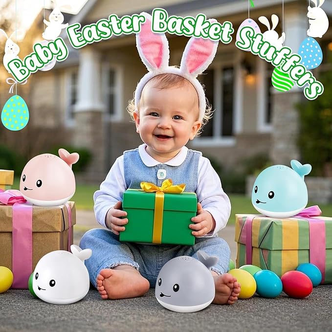 ANGGIKO Baby Bath Toys, Toddler Bath Toys for Kids Ages 1-3, Easter Basket Stuffers for Baby, 1 2 3 Year Boy Girl Gifts Baby Toy 6-12-18 Months Light Up Whale Bath Toy Sprinkler Bathtub Pool Water Toy