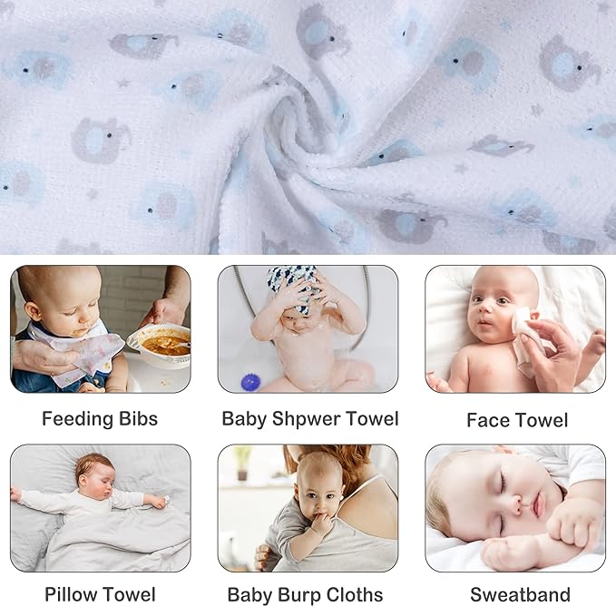 Viviland Baby Washcloths 24 Pack, Toddler Wash Cloths for Bath, Super Soft & Absorbent Bath Towel for Newborn and Infants, Baby Towels Care for Baby's Sensitive Skin
