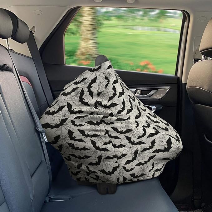Black Bat Baby Car Seat Covers Carseat Canopy Soft Infant Stroller Cover Nursing Breastfeeding Covers for Girls Boys Newborn