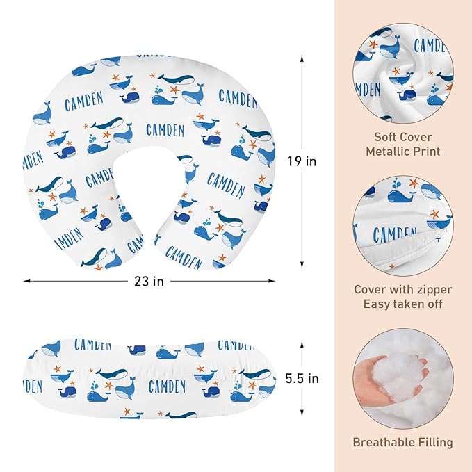 Personalised 7 in 1 Car Seat Cover for Girls and Boys - Multipurpose Breast Feeding Cover, Blue Whale Print Nursing Cover, Grocery Cart Cover - Birthday Gift for Babies(27"x29")