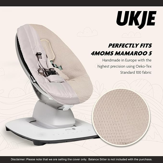 UKJE Protective Swing Cover Compatible with 4moms or MamaRoo 5, Multi-Motion Baby Swing, Baby Swing Liners, Baby Rocker Cover, Easy to Install, Easy to Wash, Handmade in Europe, Taupe