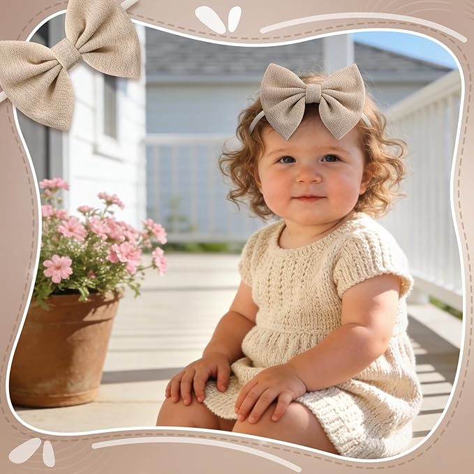 4 Pcs Baby Bow Headbands, Soft Nylon Baby Girls Headbands Bow Hair Accessories for Newborn Toddlers Child