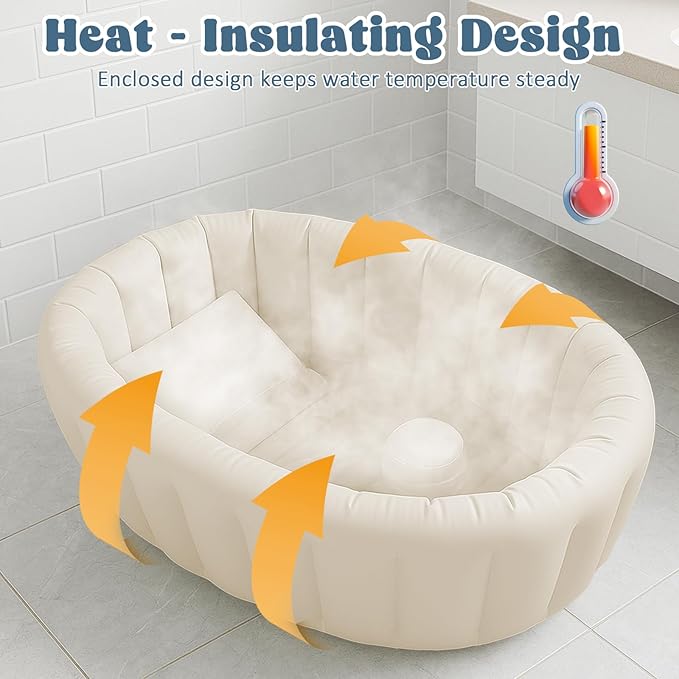 Inflatable Baby Bathtub, Collapsible Baby Bath Back Support, Portable Newborn Travel Bath tub with Drain Hole, Foldable Baby Bath Tubs for Infant to Toddler 0-24 Months (White)