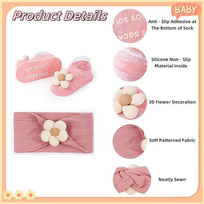Baby Flower Headband and Socks: Cute Headband and Socks Sets for Toddler Newborn Infant Girl