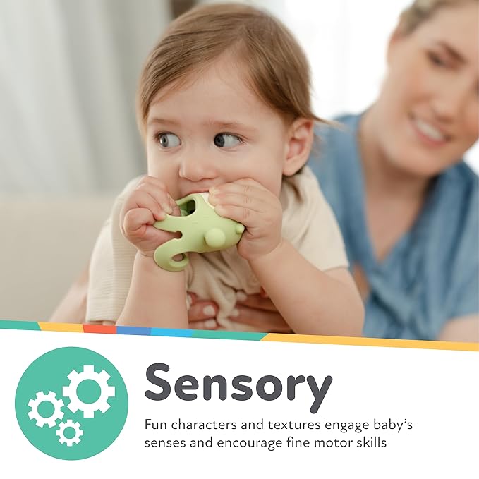 Nuby Silicone Wrist Grip Teething Mitten - 3+ Months, Pink Owl