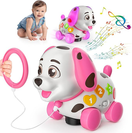 Musical Baby Toys 6-12 Months, 1st Birthday Girl Gifts for One Year Old, 6 7 8 9 10 12-18 Months Toy for Baby Gift, Bilingual Crawling Walking Puppy Toy for 1 Year Old, ABC,123s, Music