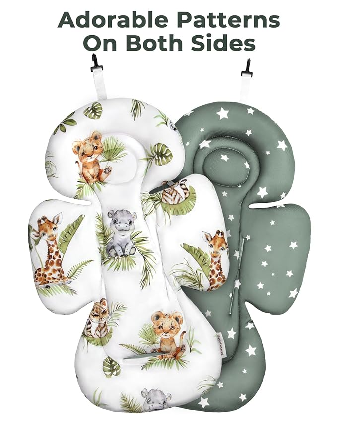 Infant Insert Compatible with 4moms Mamaroo Swing and Infant Carseat, Including 3 Replacement Balls, Reversible Newborn Insert for Baby Swing, Stroller, Bouncer, Soft Fabric - Animals
