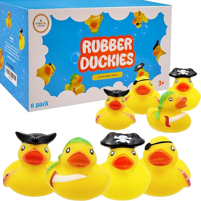 St. Patrick's Pirate Rubber Duck Toy 6-Pack Duckies for Kids, Bath Birthday Projects Gifts Baby Showers Classroom Summer Beach and Pool Activity Party Favors, 2" (6-Pack)