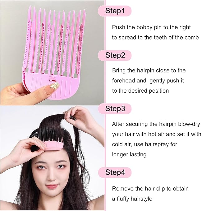 2Pcs Hair Volume Clip, Hair Root Lifter Clips Comb for Women Hair, No-Crease Hair Root Volumizing Clips for Fluffy Bangs (pink)