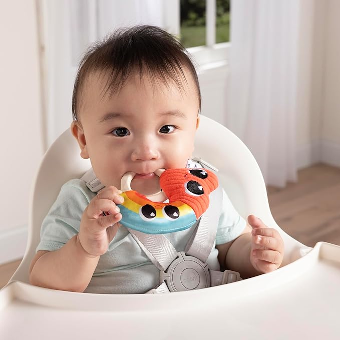 Lamaze Besties Baby Rattle – Soft Rainbow Heart Baby Rattle with Silicone Ring Grip for Tummy Time Toys - Baby Valentine's Day Toys - Ages 0 Months and Up