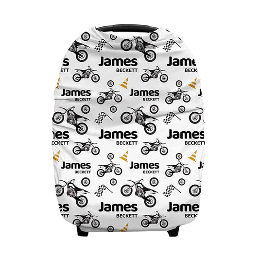 Personalized Baby Car Seat Cover for Boys Girls, Custom Dirt Bike Nursing Covers for Breastfeeding with Name, Infant Stroller Cover, Baby Carseat Canopy for Newborn, Multiuse Car Seat Canopies