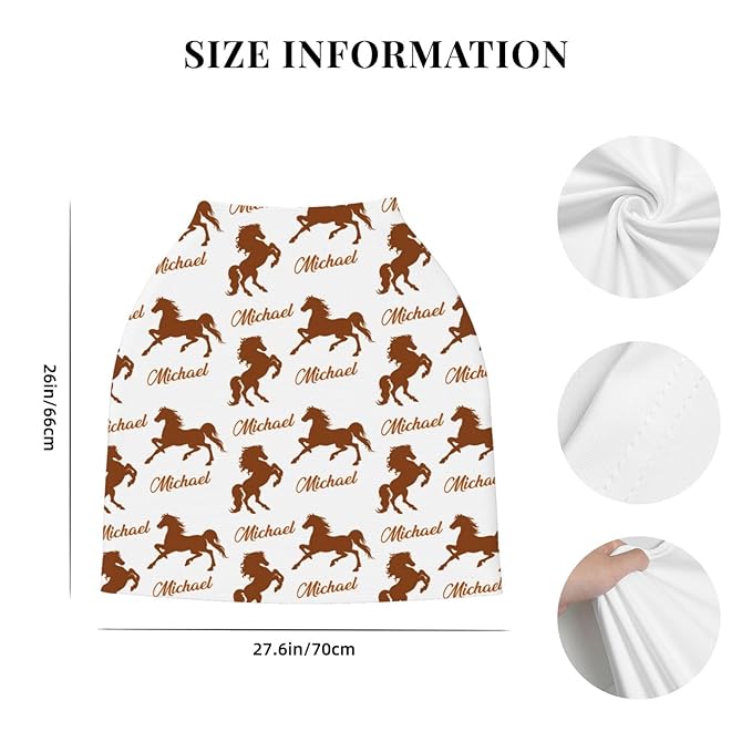 Personalized Baby Car Seat Cover for Boys Girls, Custom Horse Nursing Covers for Breastfeeding with Name, Infant Stroller Cover, Baby Carseat Canopy for Newborn, Multiuse Car Seat Canopies