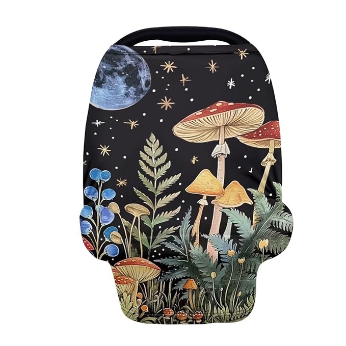 Youngerbaby Mushroom Nursing Cover for Newborns Breastfeeding Cover Scarf Baby Car Seat Covers Infant Stroller Cover Carseat Canopy for Girls and Boys Full Coverage