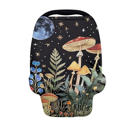 Youngerbaby Mushroom Nursing Cover for Newborns Breastfeeding Cover Scarf Baby Car Seat Covers Infant Stroller Cover Carseat Canopy for Girls and Boys Full Coverage