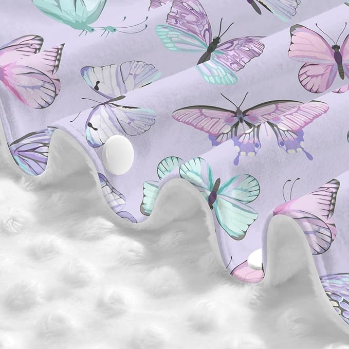 Purple Butterflies Car Seat Covers Canopy for Babies, Soft Stroller Cover Nursing Cover Breastfeeding Baby Carrier Cover for Shower Gift Newborn Toddler