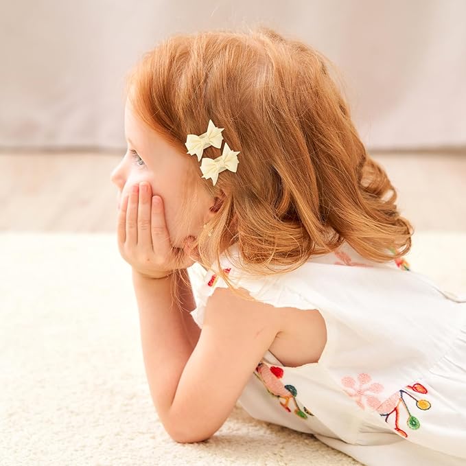 YHXX YLEN 40PCS Mini 1.4" Bow Snap Clips, Baby Hair Clip Grosgrain Ribbon Tiny Hair Bows Clips in Pairs for Baby Girls Toddlers Infant Fine Thin Hair