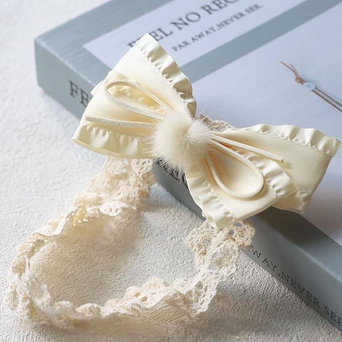 Baby Girls Cute Lace Bow Headband Soft Cotton Elastic Hair Accessories for Toddlers Newborns Ideal for Birthdays Baby Shower Photoshoots Special Occasions