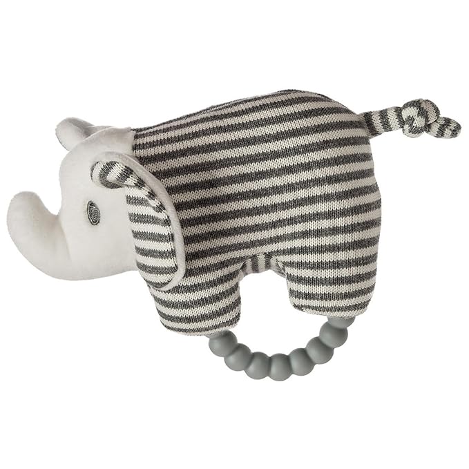 Mary Meyer Soft Baby Rattle with Soothing Teether Ring, 6-Inches, Afrique Elephant