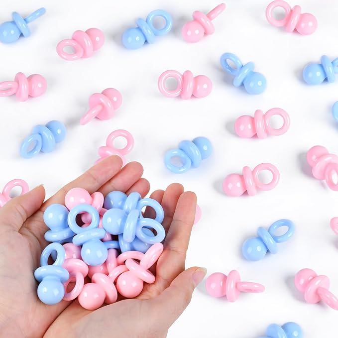 36 PCS Plastic Pacifiers for Baby Shower Game Girl, 1.75 Inch Cute Baby Shower Pacifiers for Decoration DIY, Gender Reveal Table Scatter, Pacifier Hunt Games, Party Favors(Pink&Blue)