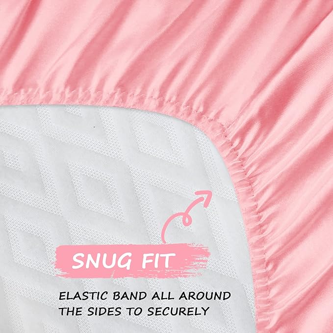 Bassinet Sheets for Baby Girl 1 Pack, Satin Bassinet Sheet Soft Fitted Bassinet Sheet for Baby Hair Silk Feeling Sheet for Rectangle, Hourglass, Oval Cradle or Bassinet Pad＆Mattress, Pink